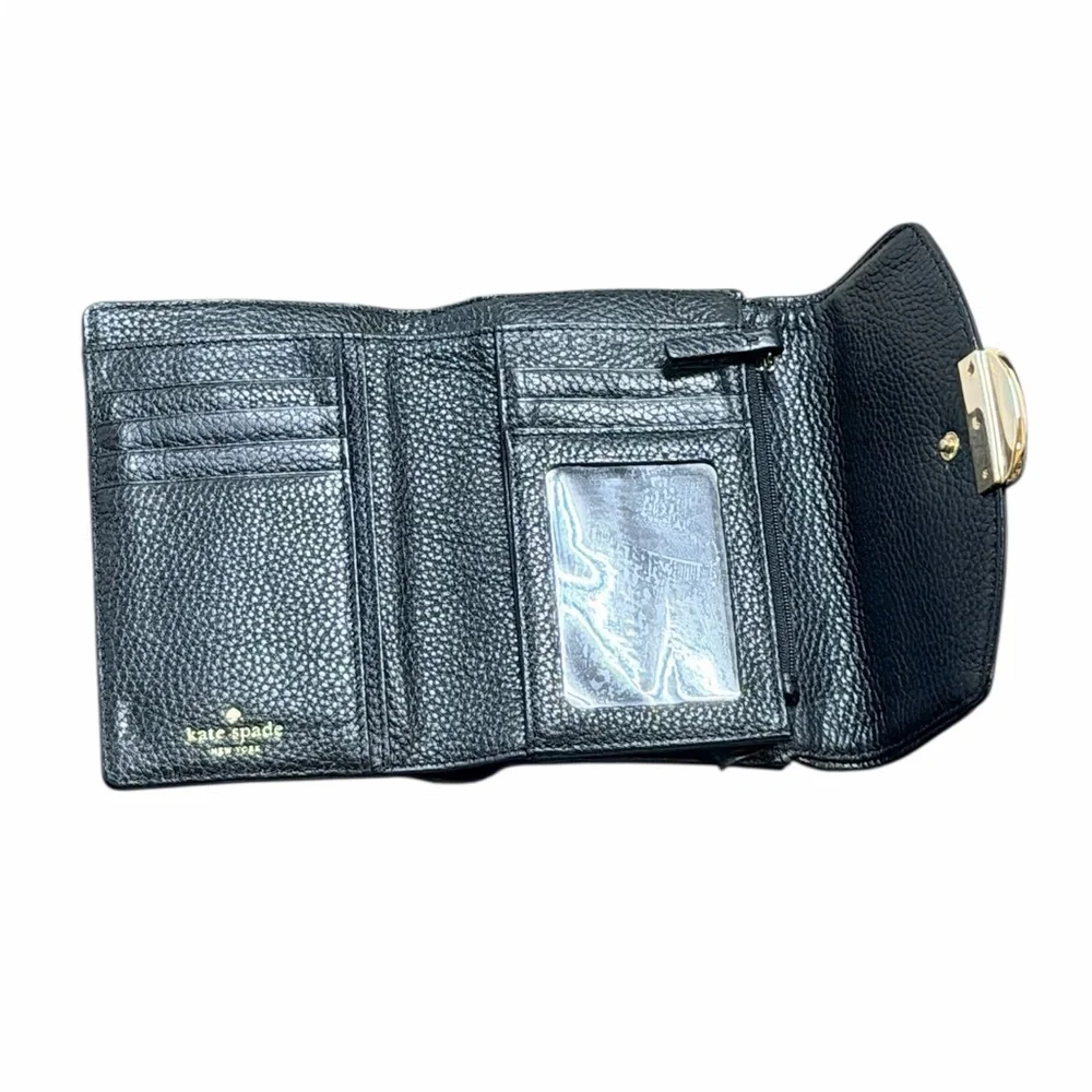 KATE SPADE Callie Mulberry Street Black Tri-fold Pebble Leather Wallet